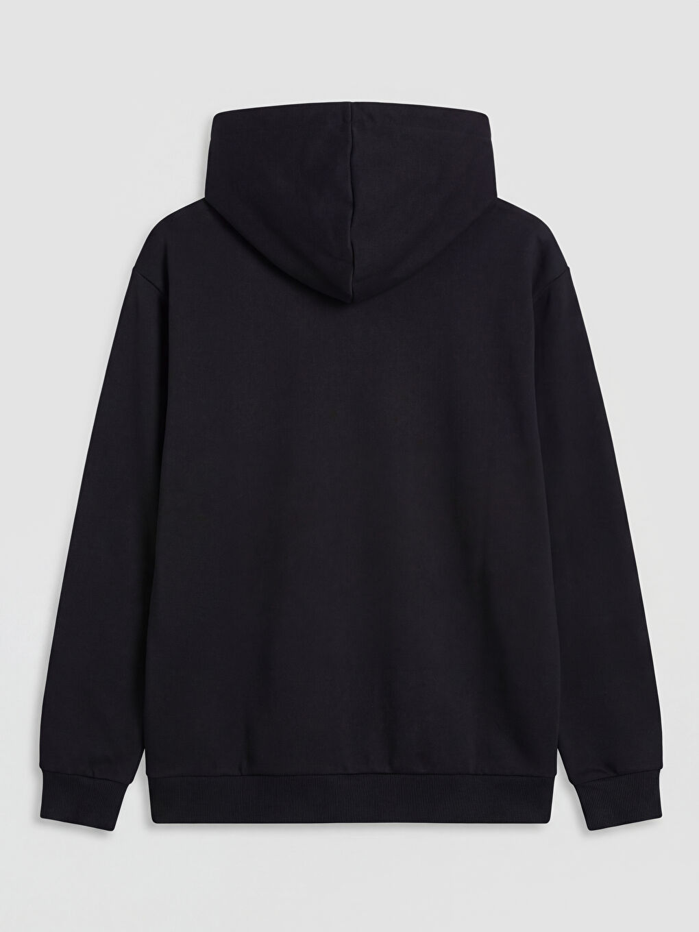 Siyah Standart Kalıp Kapüşonlu Erkek Fermuarlı Sweatshirt-11