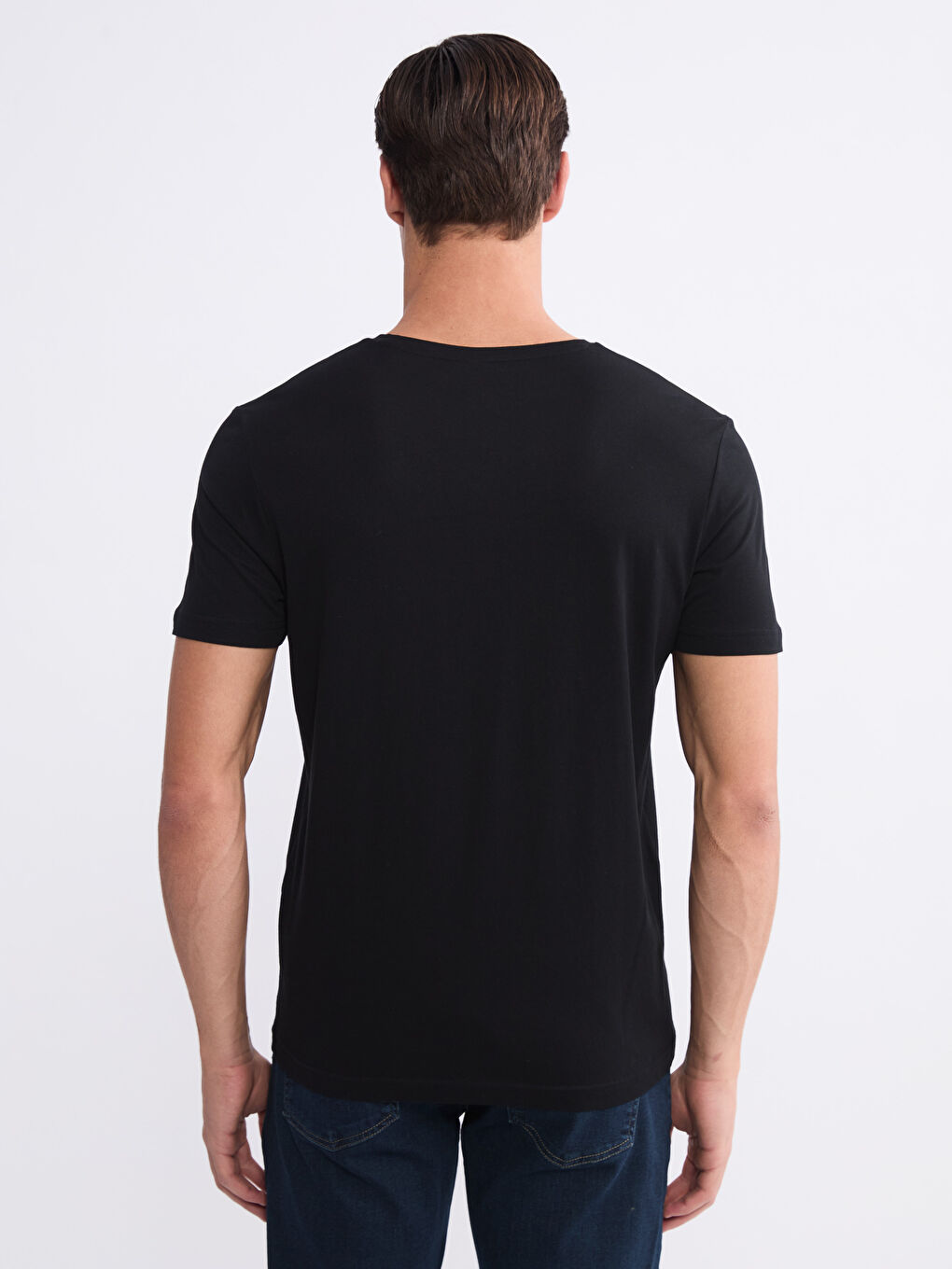 Футболка з V-подібним вирізом, проста, для чоловіків-6