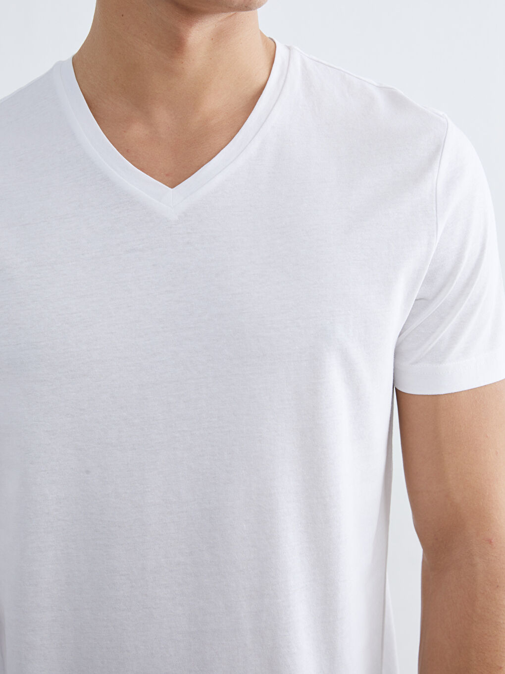 V Neck Plain Men's T-Shirt-8