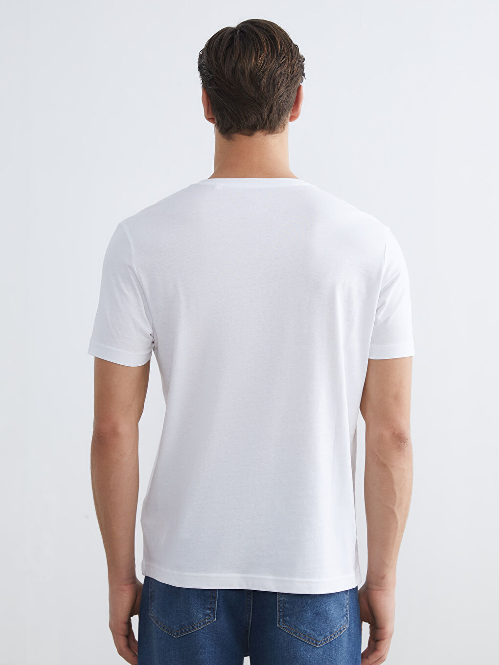 V Neck Plain Men's T-Shirt-12