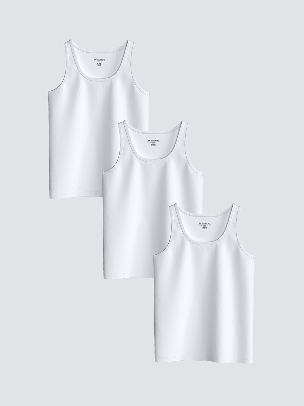 Beyaz Bisiklet Yaka Erkek Çocuk Atlet 3'lü