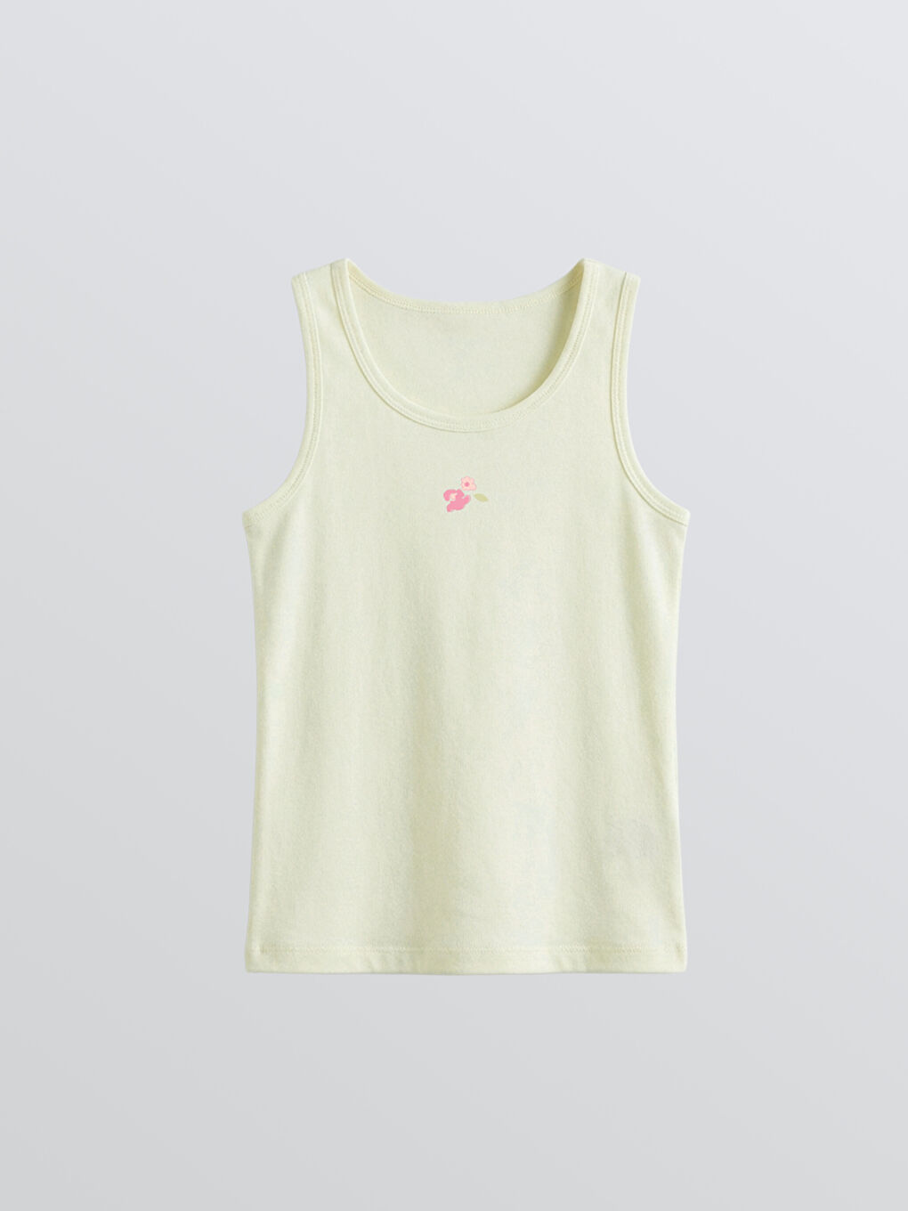 Ekru Çiçekli Kız Çocuk Atlet 2'li-1