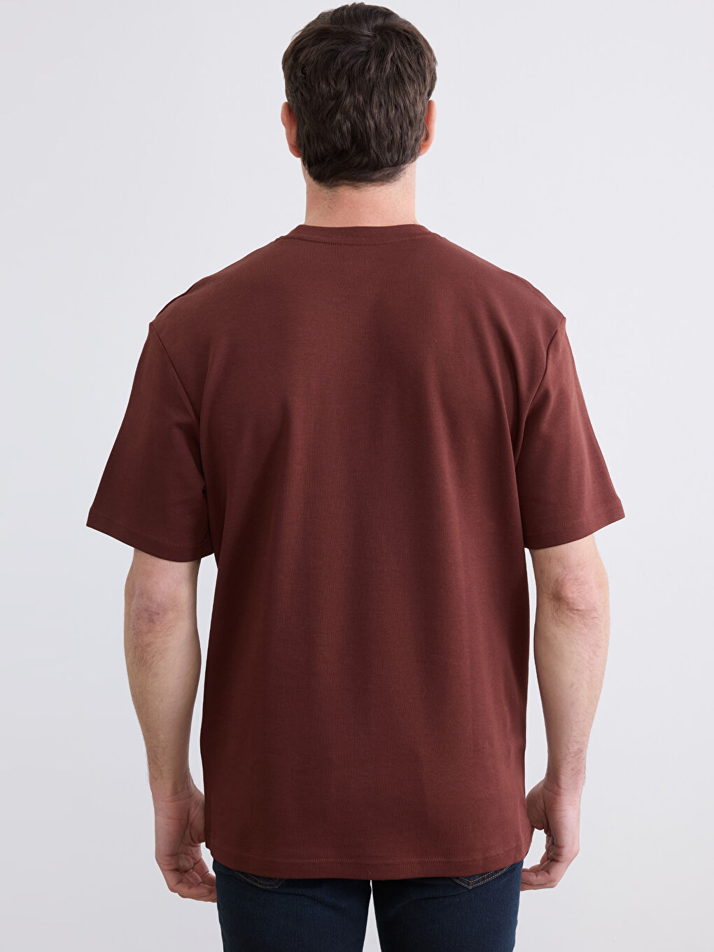 Kahverengi Bisiklet Yaka Erkek Tişört-3