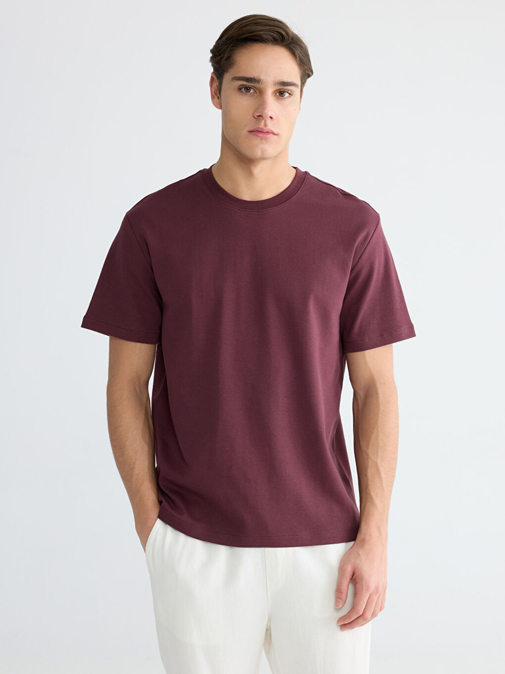 Bordo Bisiklet Yaka Erkek Tişört