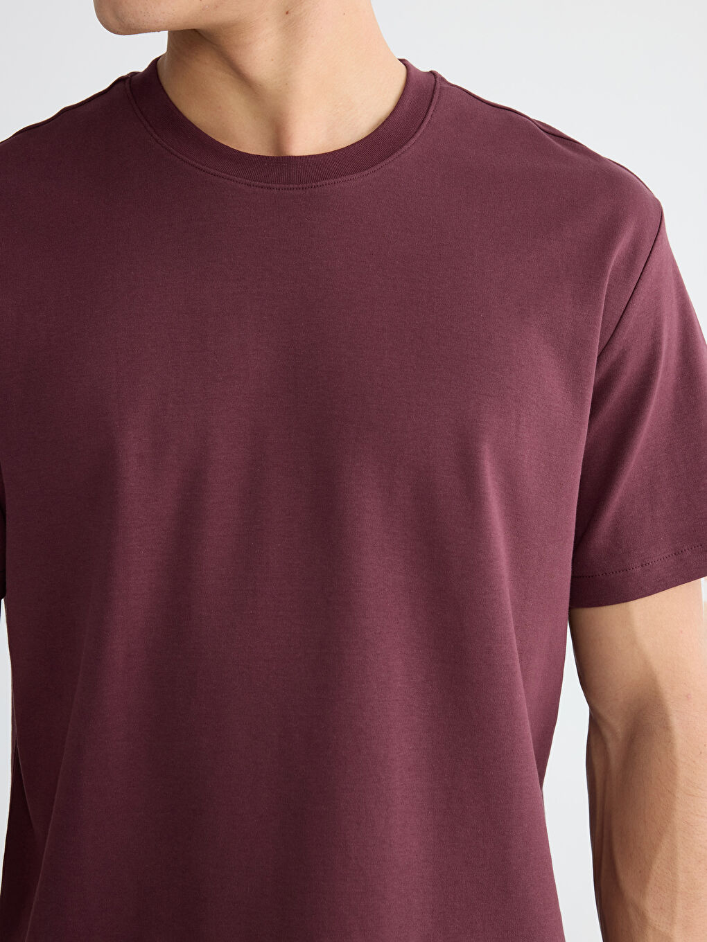 Bordo Bisiklet Yaka Erkek Tişört-2