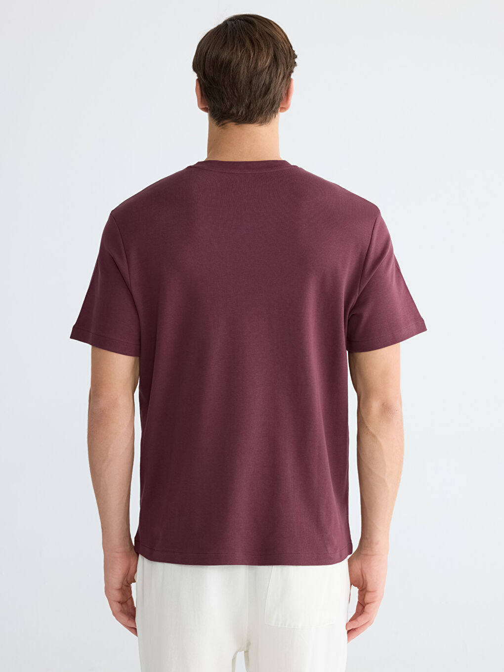 Bordo Bisiklet Yaka Erkek Tişört-3