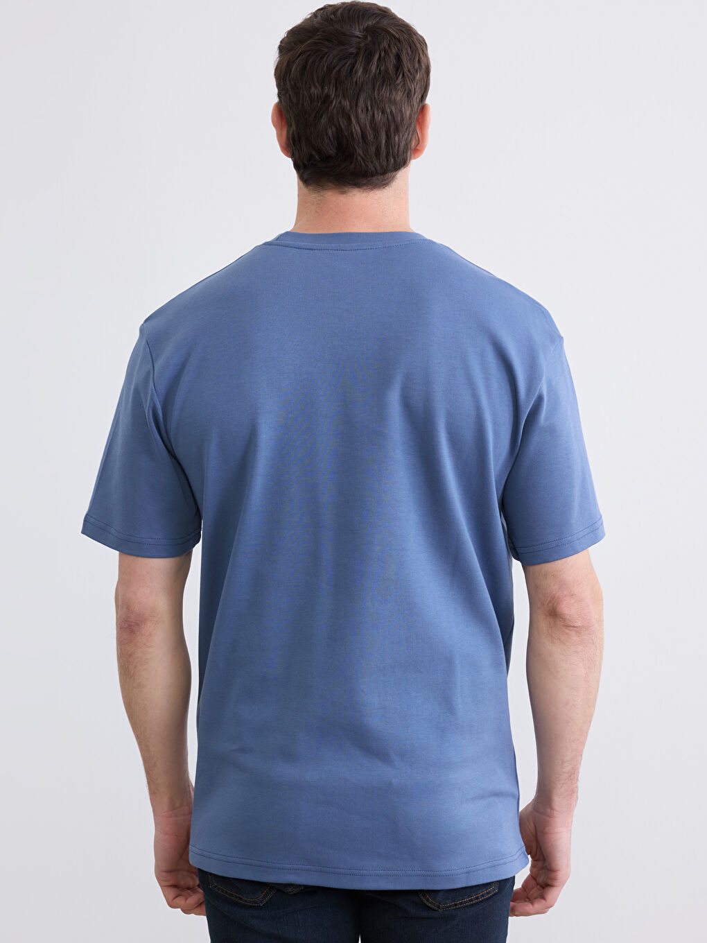Mavi Bisiklet Yaka Erkek Tişört-3