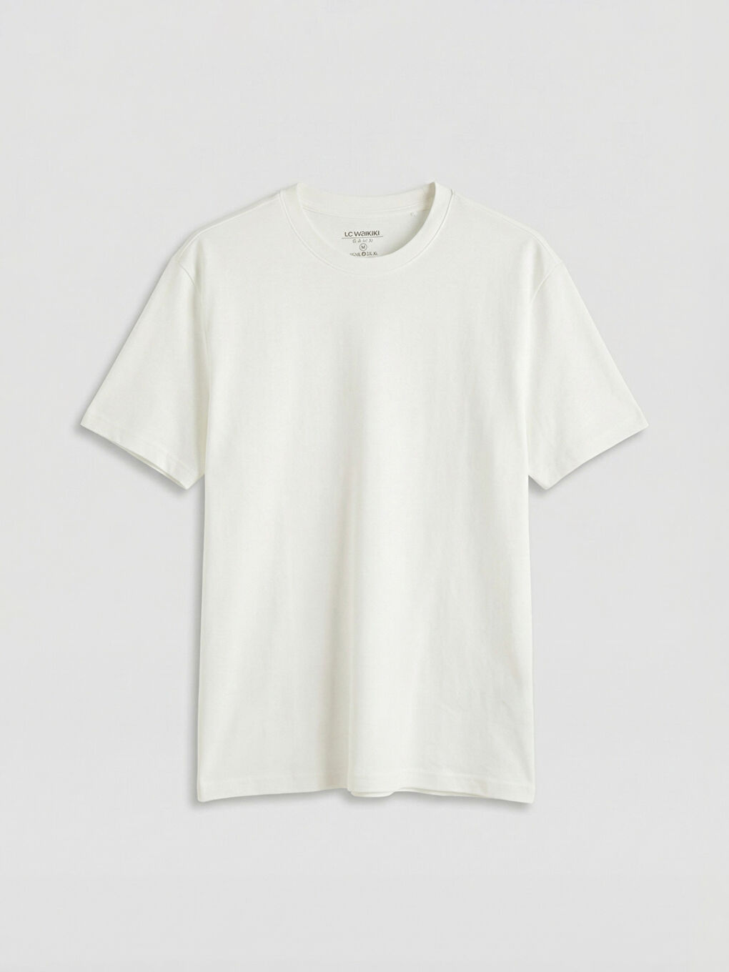 Ekru Bisiklet Yaka Erkek Tişört-4