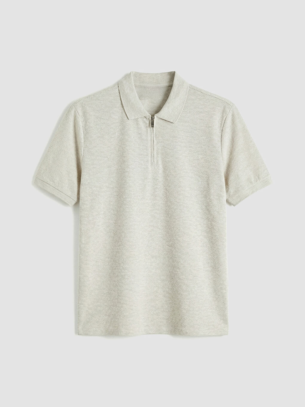 Bej Polo Yaka Erkek Penye Tişört-4