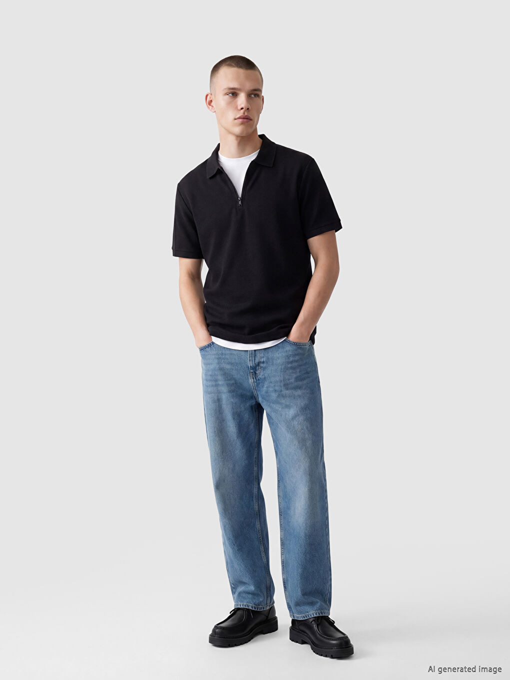 Muška polo majica s patentom-1