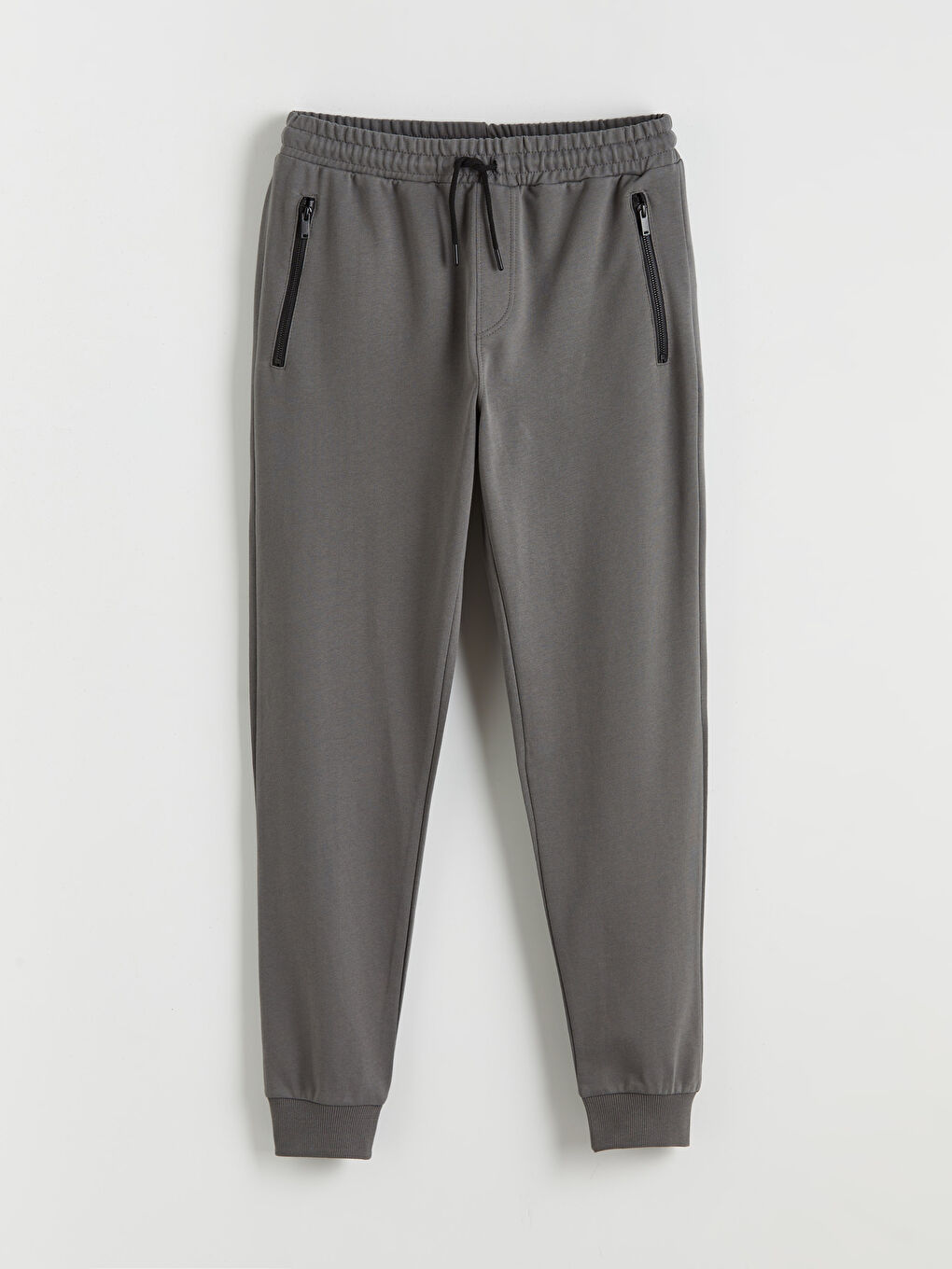 Gri Standart Kalıp Fermuarlı Cepli Erkek Jogger Eşofman Altı-4