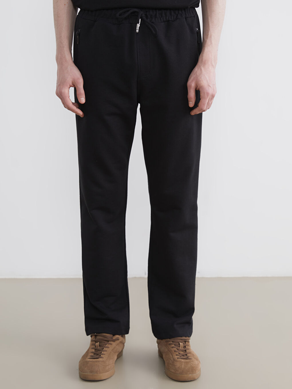 Siyah Standart Kalıp Erkek Eşofman Altı-1