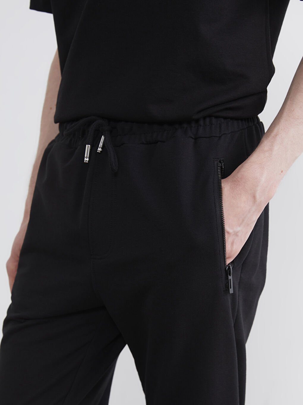 Siyah Standart Kalıp Erkek Eşofman Altı-2