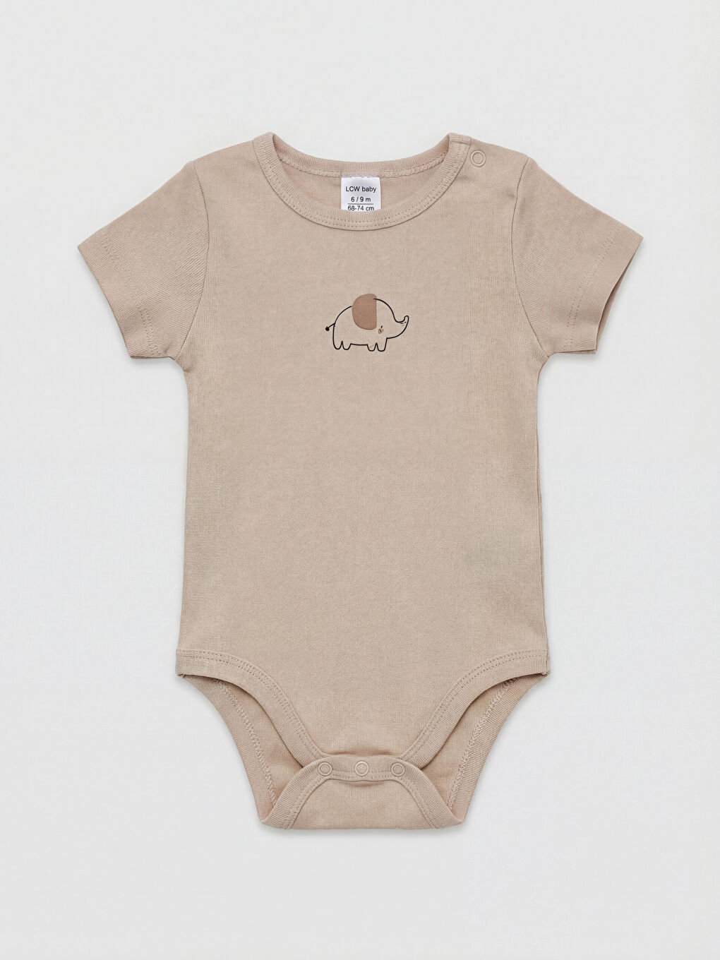 Ekru Fil Baskılı Erkek Bebek Çıtçıtlı Body 3'lü-1