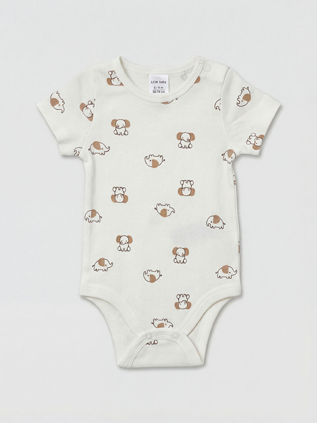 Ekru Fil Baskılı Erkek Bebek Çıtçıtlı Body 3'lü-3