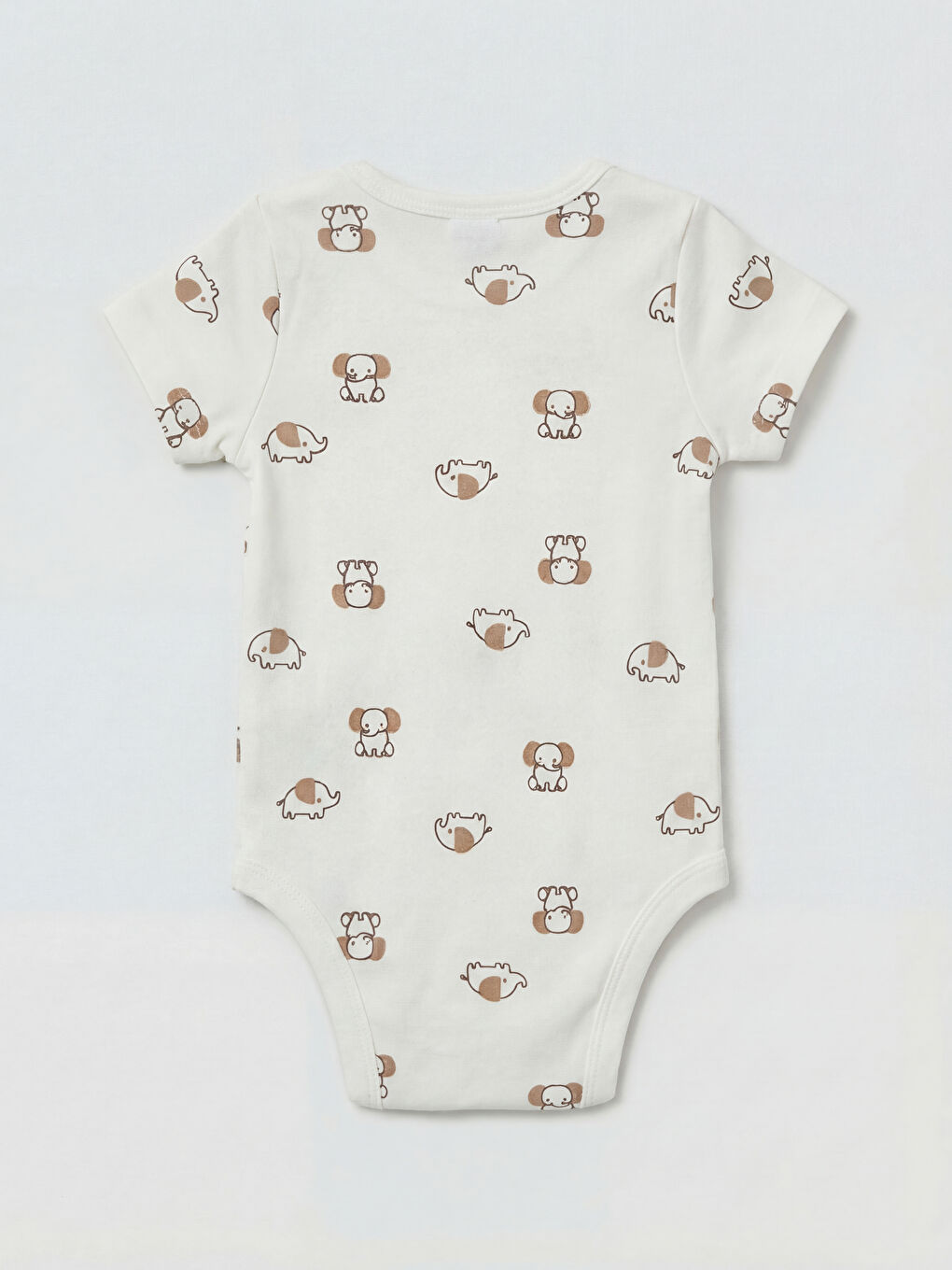 Ekru Fil Baskılı Erkek Bebek Çıtçıtlı Body 3'lü-4