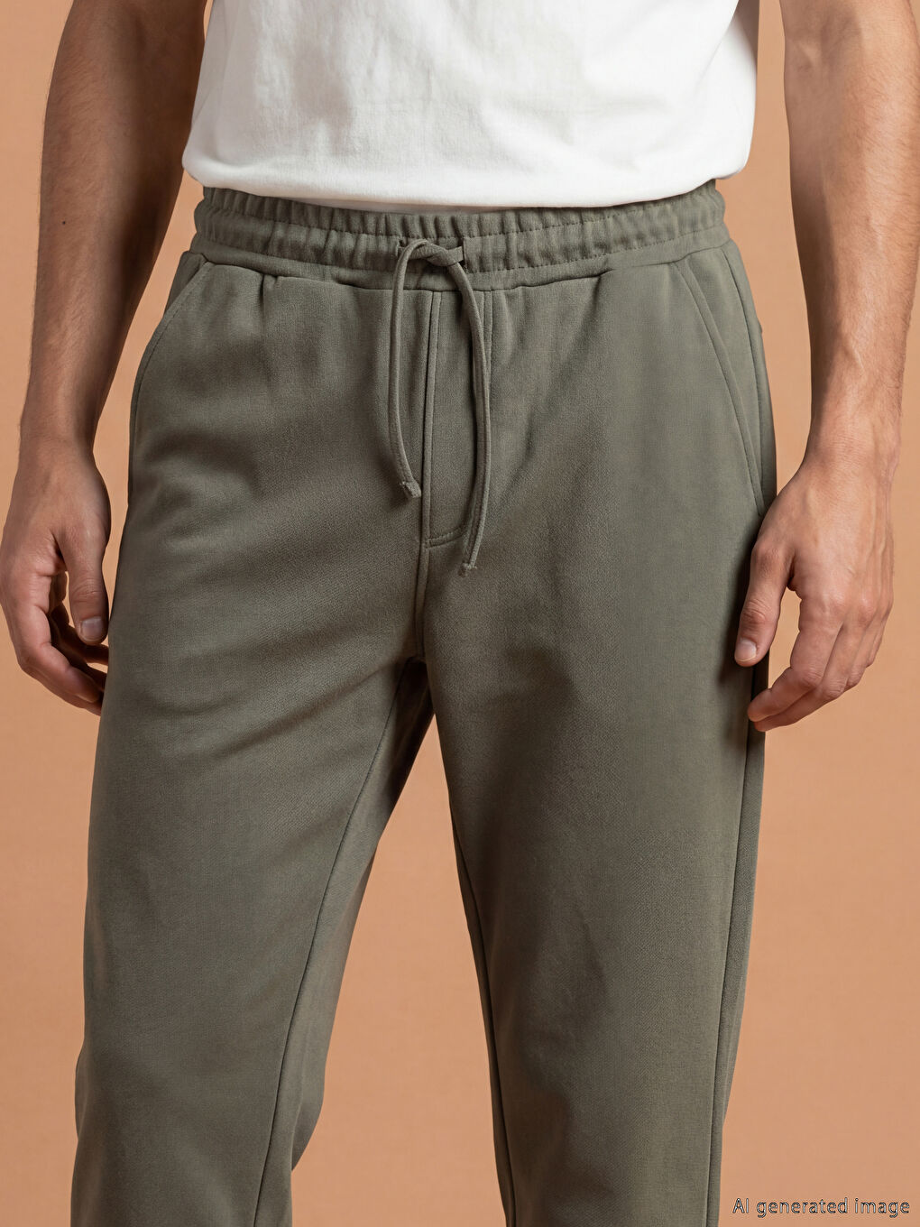 Haki Standart Kalıp Erkek Eşofman Altı-2