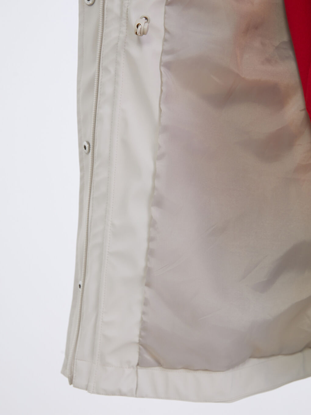 Kapüşonlu Kadın Deri Görünümlü Yağmurluk-3