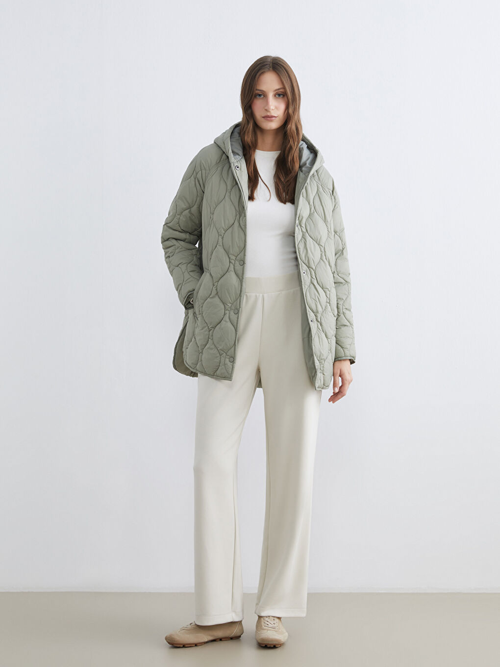 Woman GREEN Puffer Coat-1