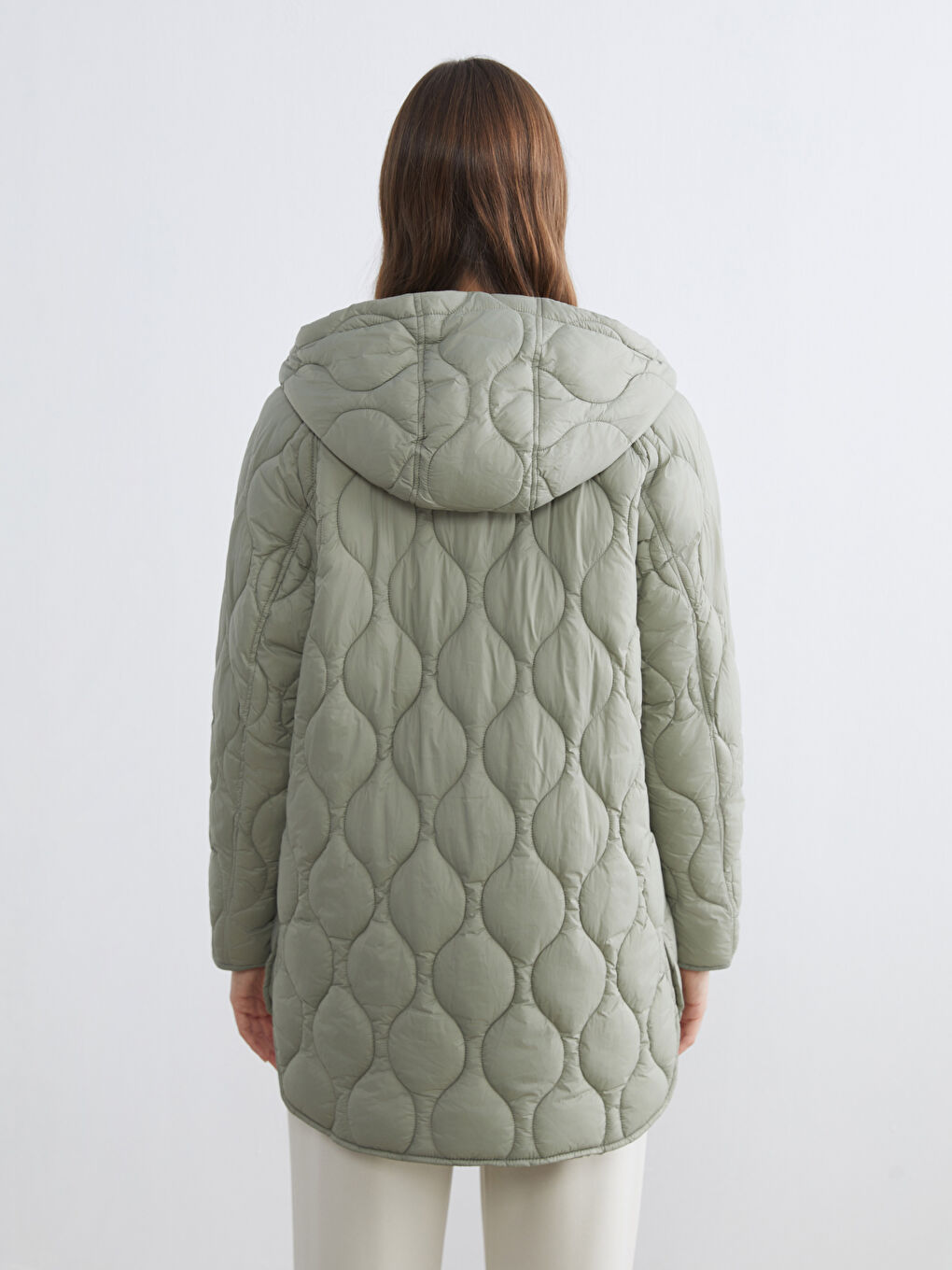 Woman GREEN Puffer Coat-4