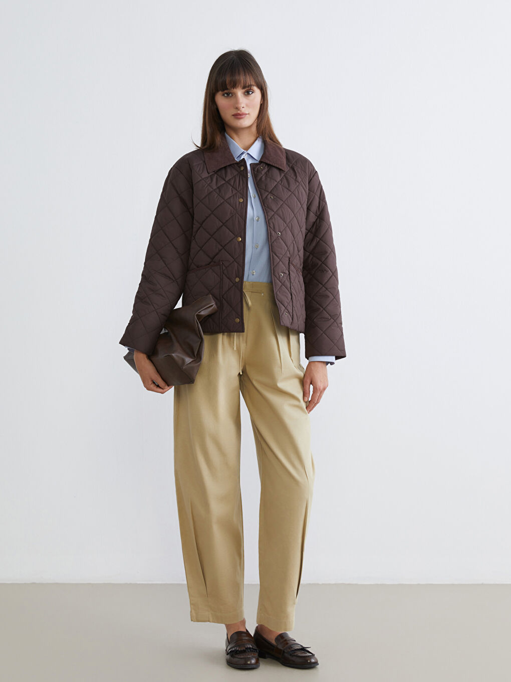 Velvet Collar Quilted Women's Puffer Jacket-1