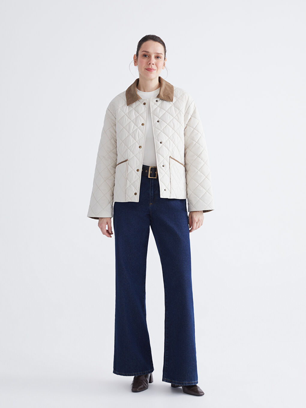 Velvet-Collar Quilted Puffer Jacket-1