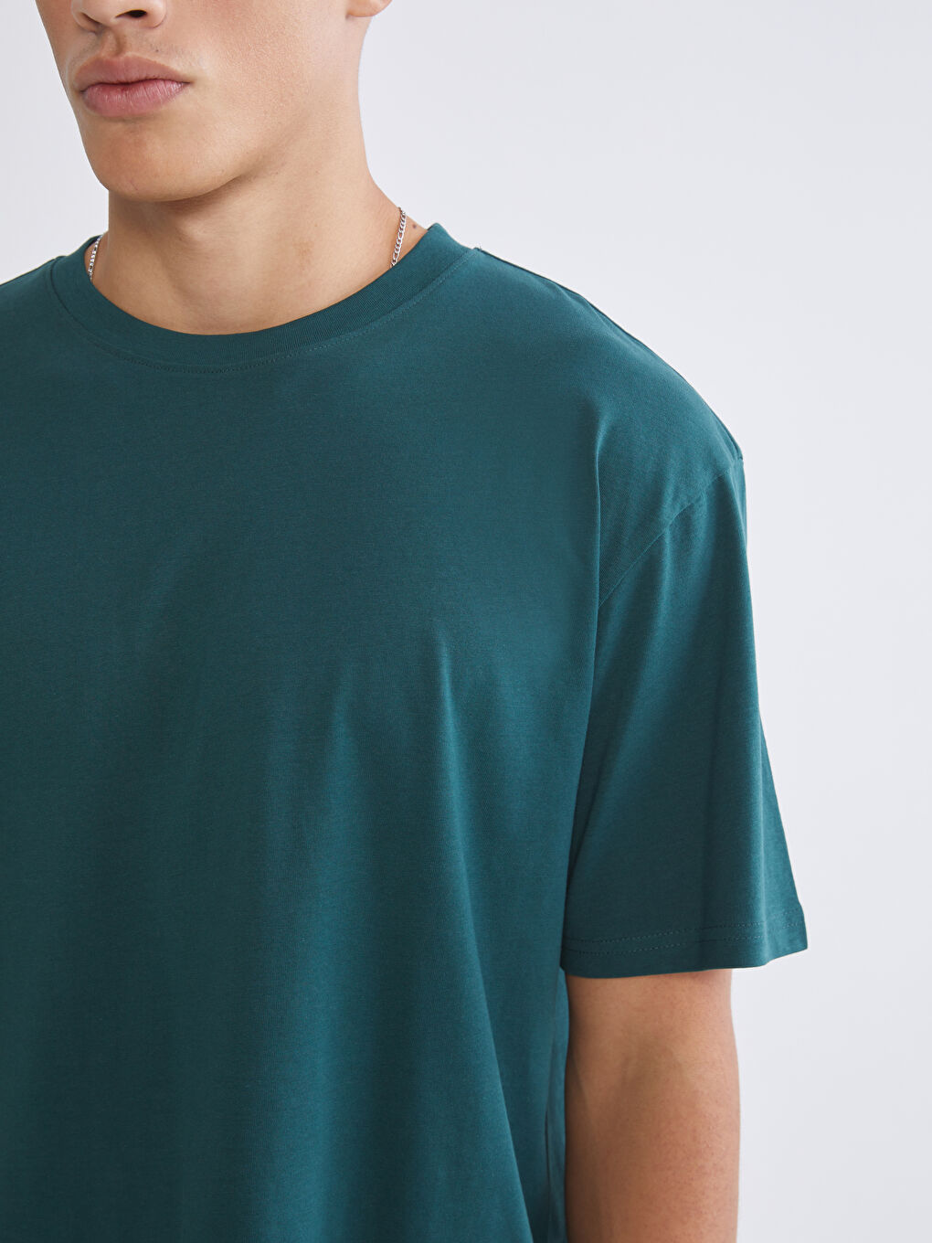 Yeşil Bisiklet Yaka Erkek Tişört-2