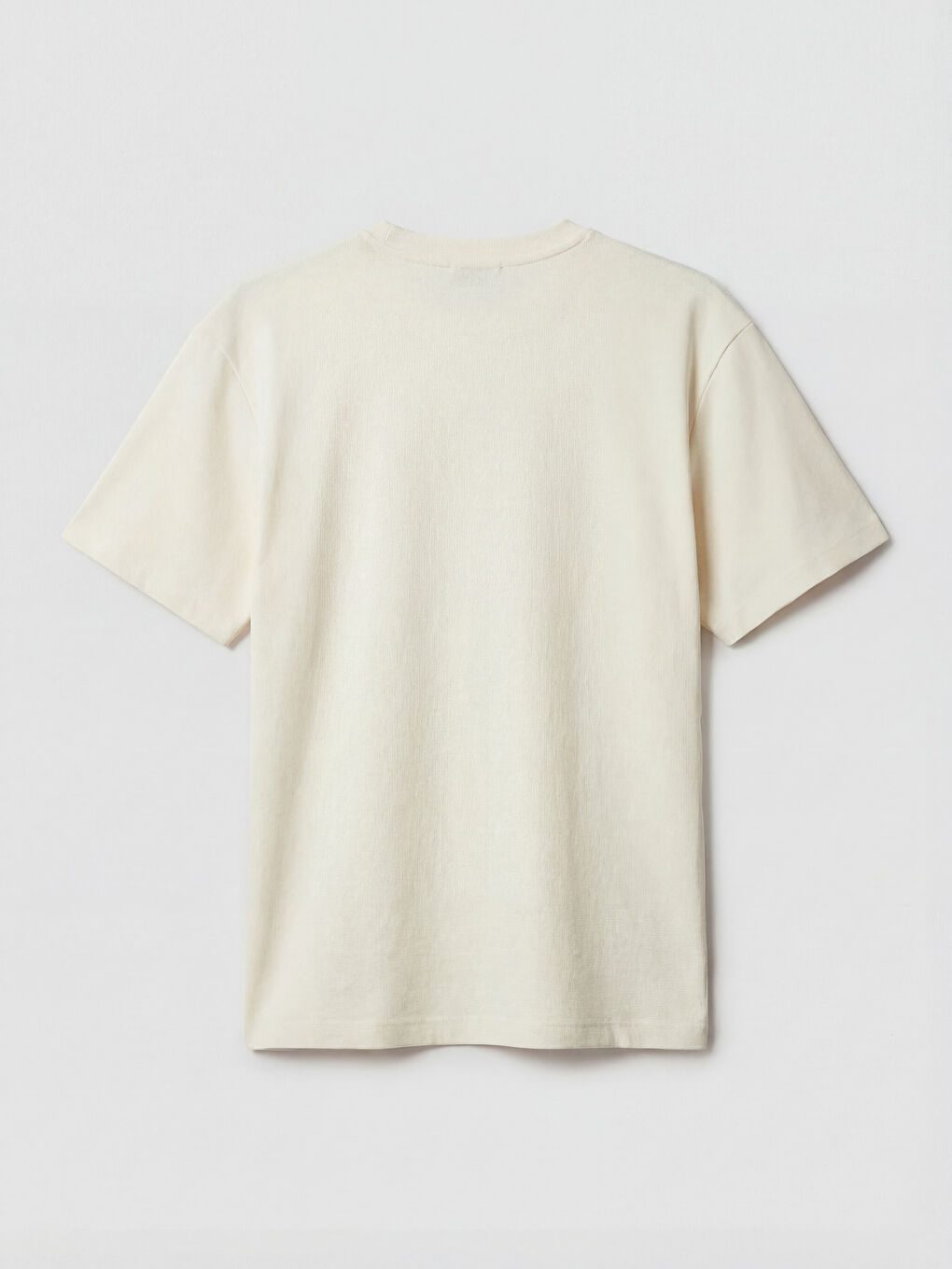 Ekru Bisiklet Yaka Erkek Tişört-1