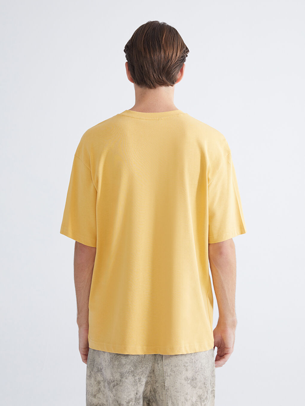 Sarı Bisiklet Yaka Erkek Tişört-3