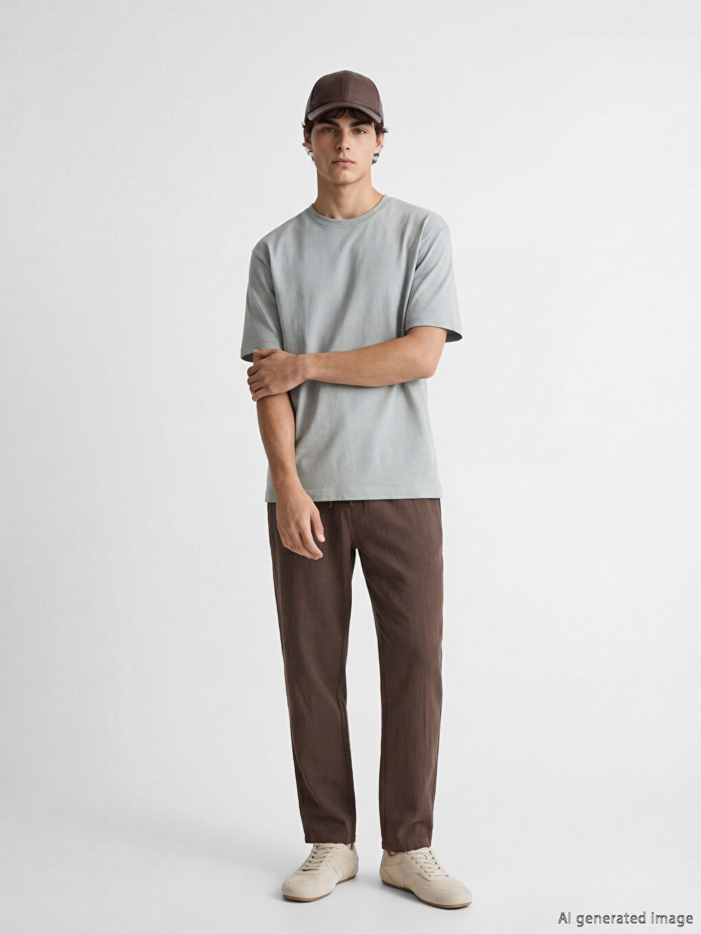 Yeşil Bisiklet Yaka Erkek Tişört-1