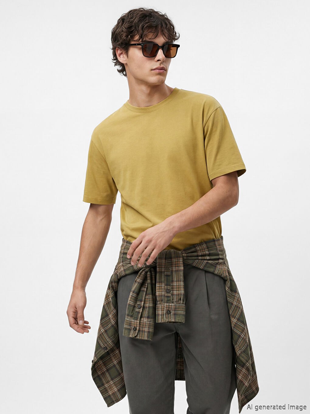 Yeşil Bisiklet Yaka Erkek Tişört