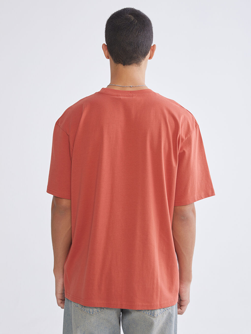 Kahverengi Bisiklet Yaka Erkek Tişört-3