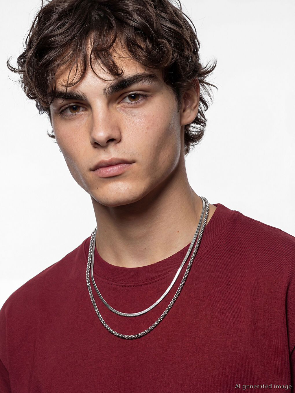 Bordo Bisiklet Yaka Erkek Tişört-2