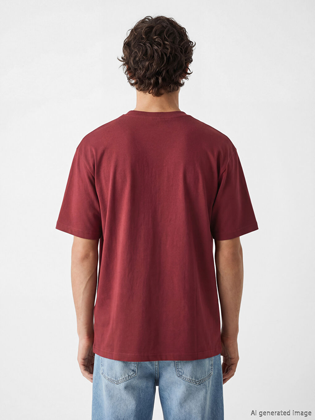 Bordo Bisiklet Yaka Erkek Tişört-3