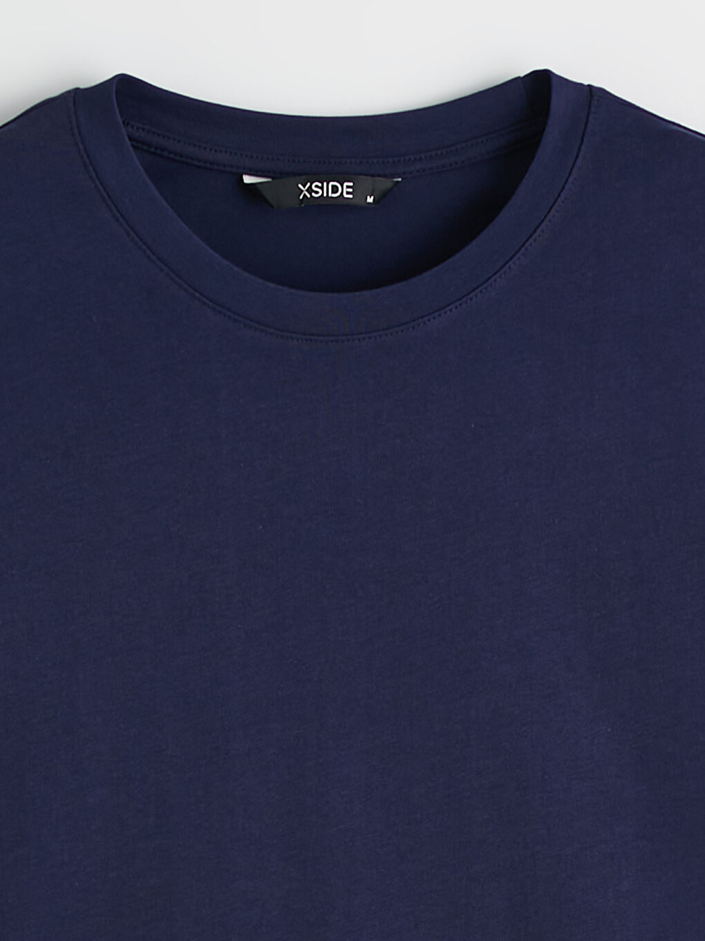 Lacivert Bisiklet Yaka Erkek Tişört-1