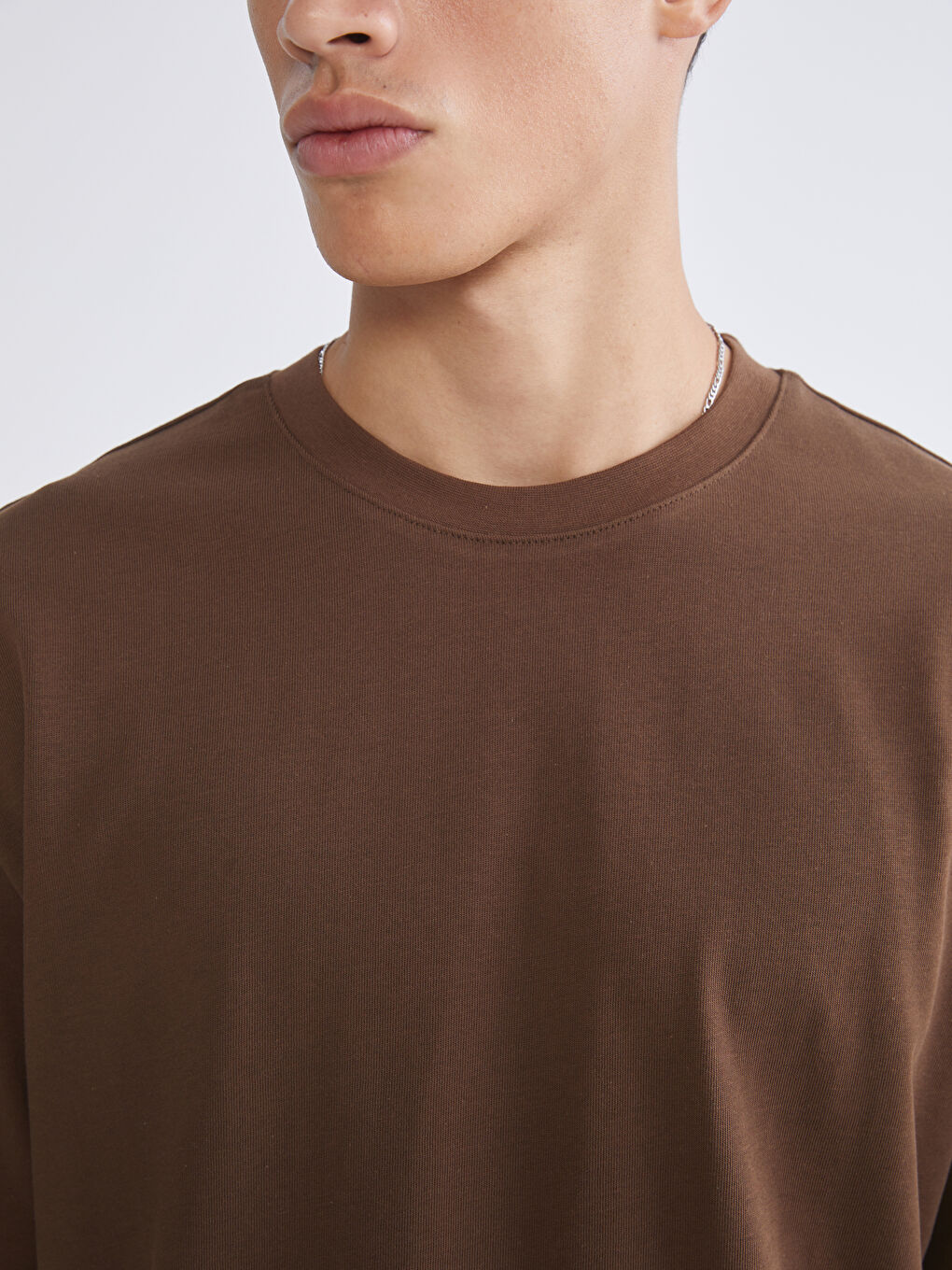 Kahverengi Bisiklet Yaka Erkek Tişört-2