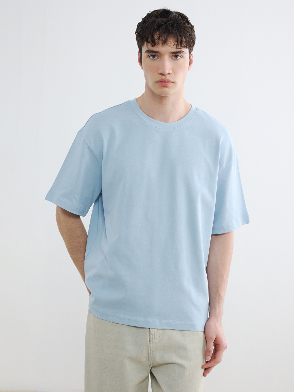 Mavi Loose Fit Basic Kalın  Tişört