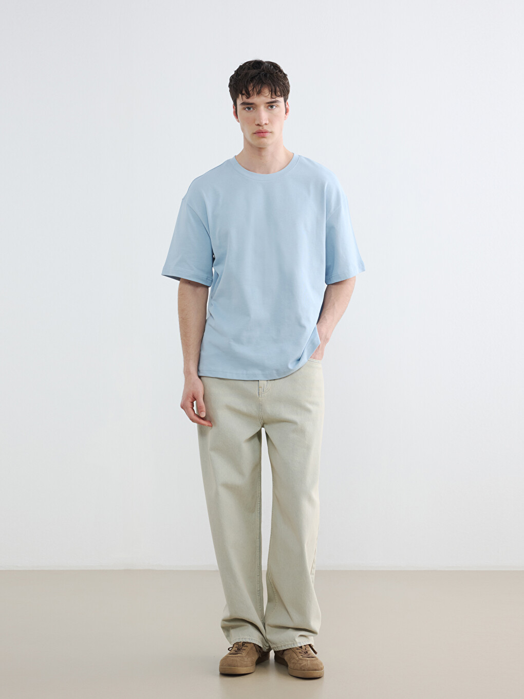 Mavi Loose Fit Basic Kalın  Tişört-3