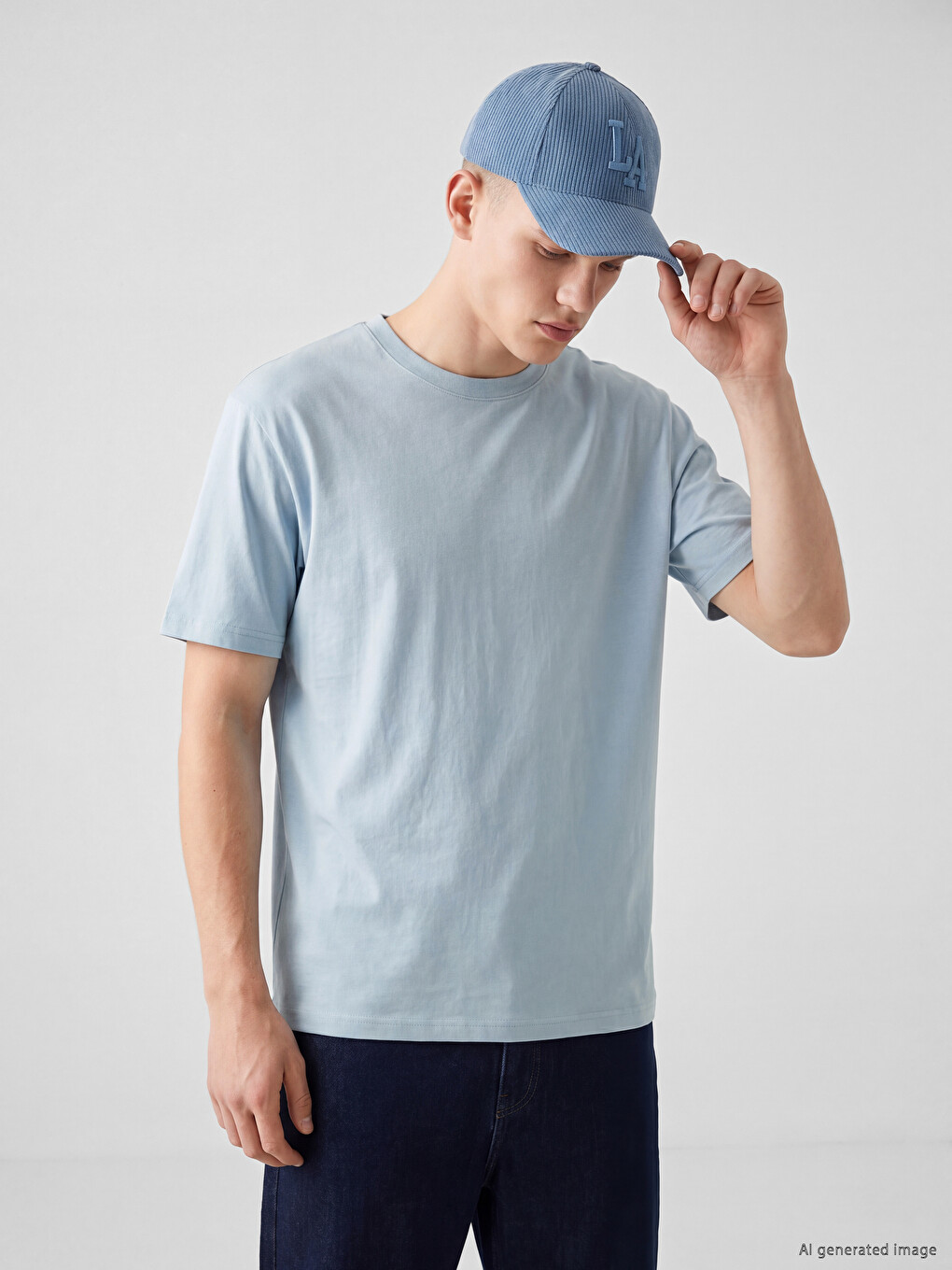 Mavi Loose Fit Basic Kalın  Tişört-1