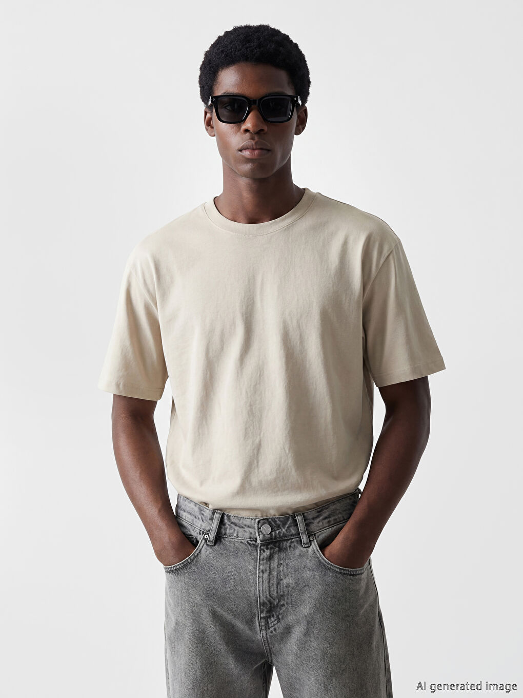 Gri Loose Fit Basic Kalın  Tişört