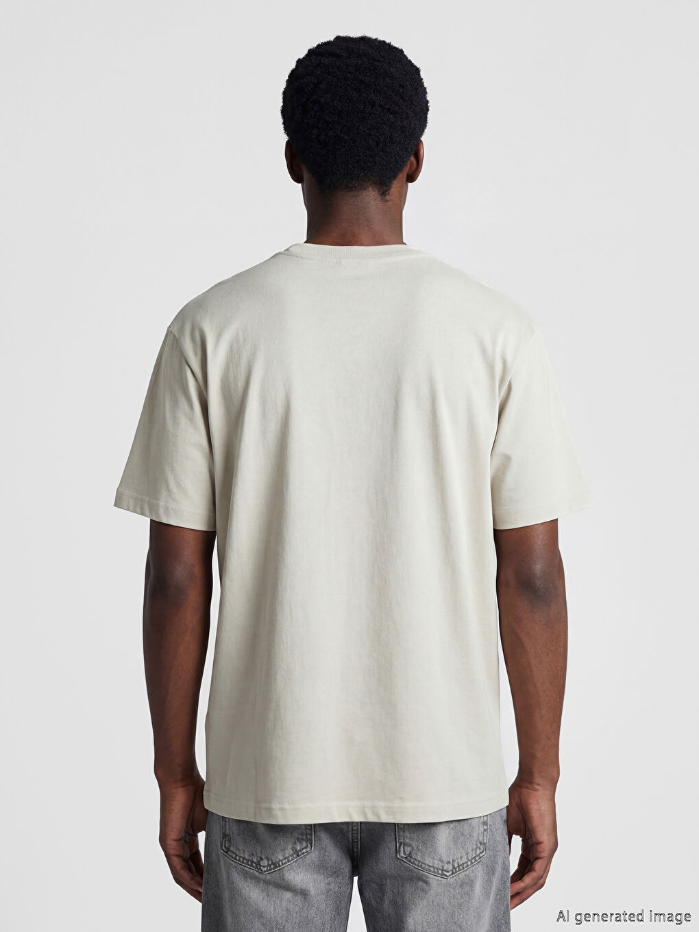 Gri Loose Fit Basic Kalın  Tişört-3