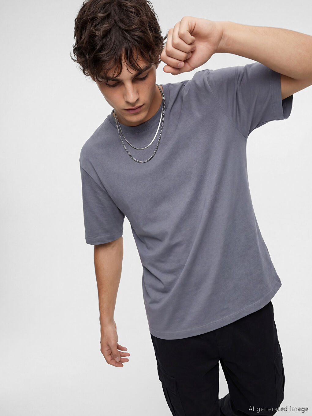 İndigo Loose Fit Basic Kalın  Tişört