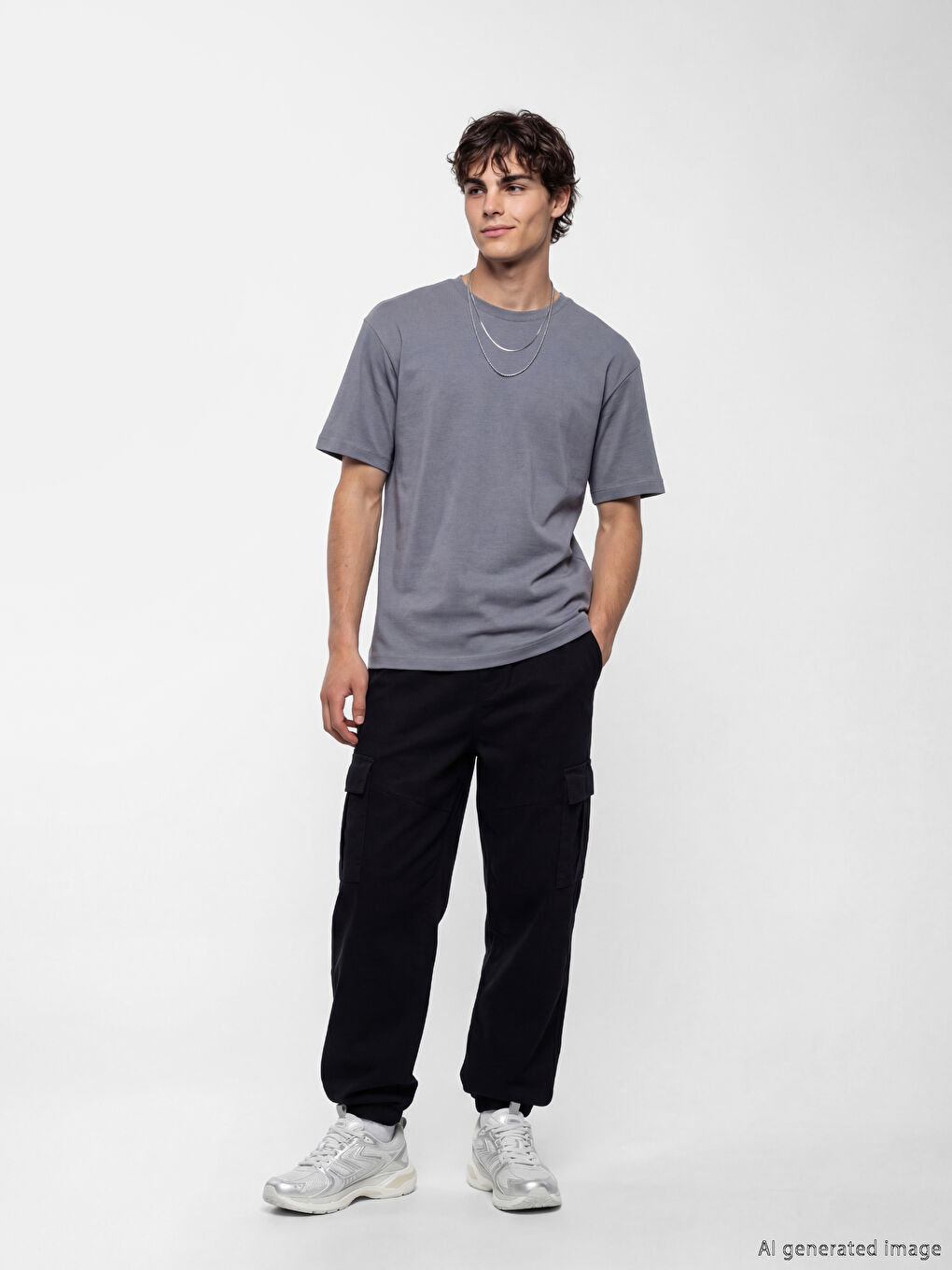 İndigo Loose Fit Basic Kalın  Tişört-1