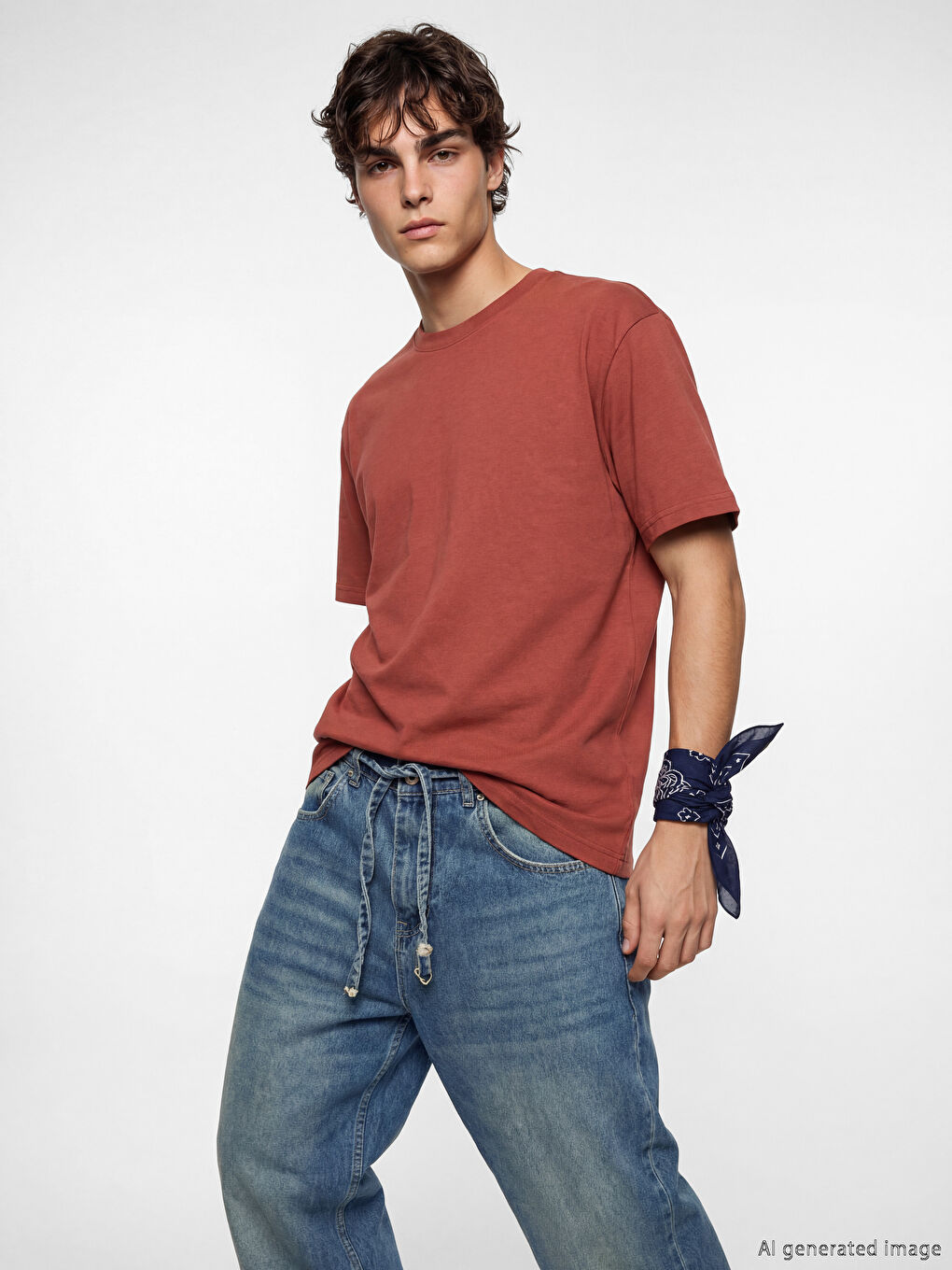 Bordo Loose Fit Basic Kalın  Tişört