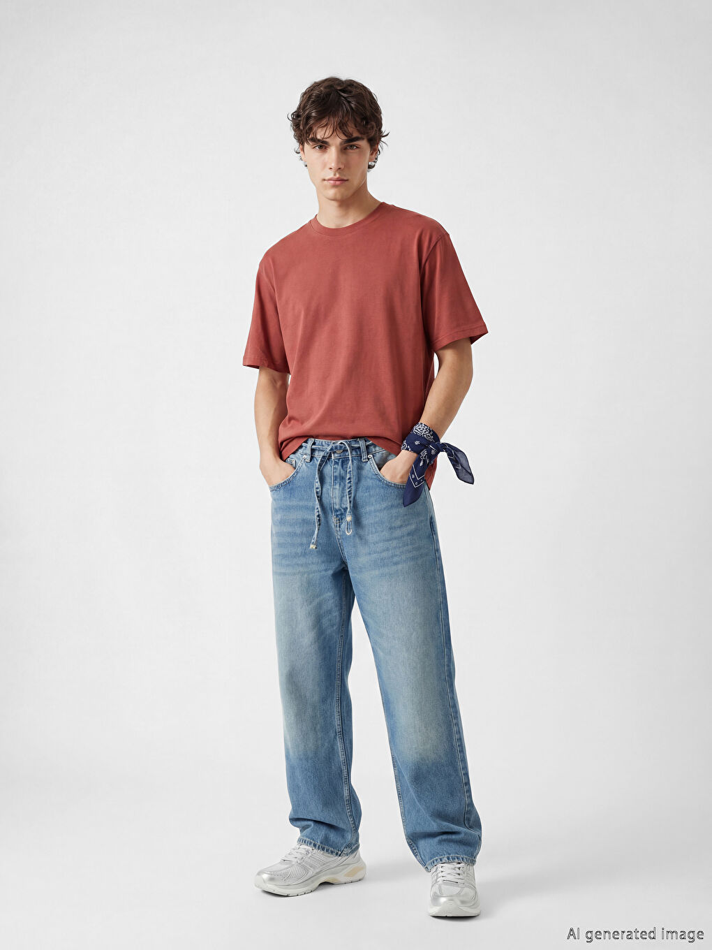 Bordo Loose Fit Basic Kalın  Tişört-1