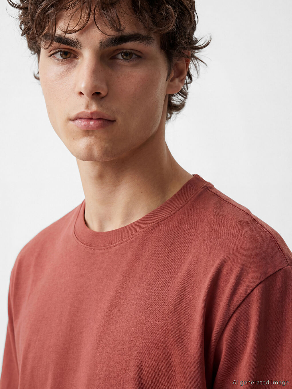 Bordo Loose Fit Basic Kalın  Tişört-2