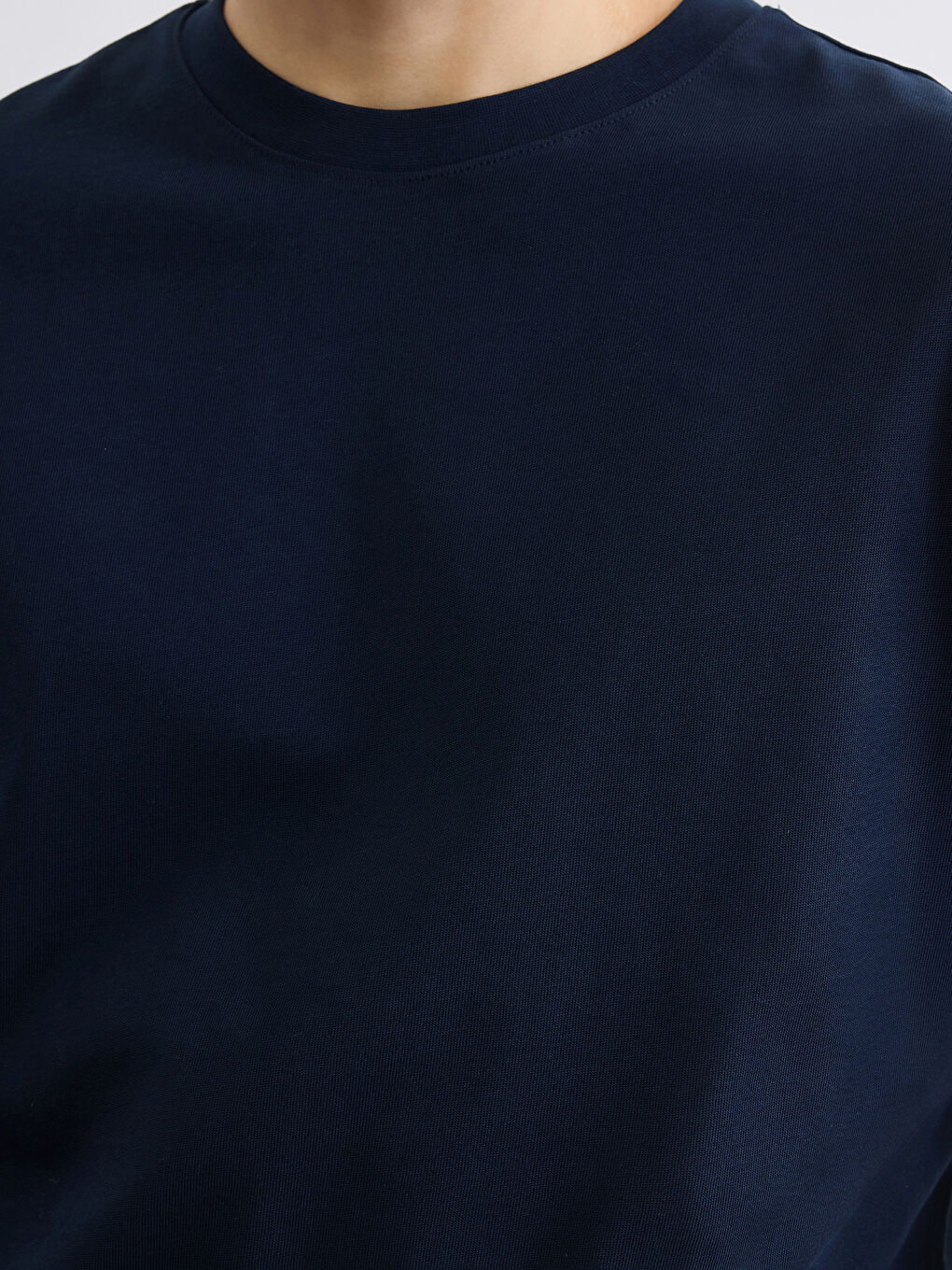 Lacivert Bisiklet Yaka Erkek Tişört-2