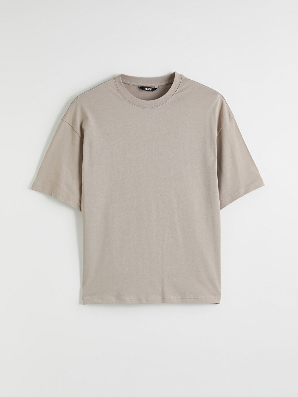 Bej Bisiklet Yaka Erkek Tişört-4