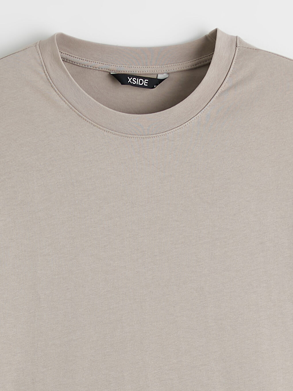 Bej Bisiklet Yaka Erkek Tişört-5