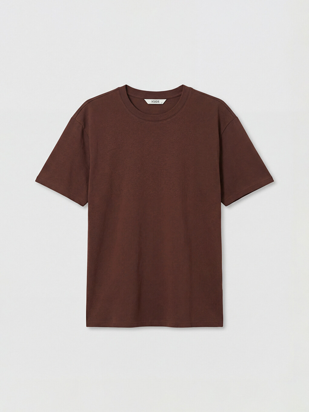 Kahverengi %100 Pamuk Boxy Fit Basic Kalın Tişört-4